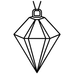 Minimal Gem Pendant Line Art