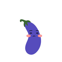 Happy sunrise cartoon chacter. kawaii and Cute pop art style illutration. Adorable cute eggplant emoticon element stock design. baby eggplant variant face expression 
