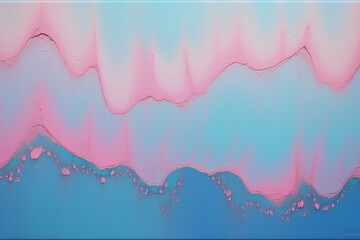 Abstract watercolor painting featuring pastel pink and blue fluid art with organic shapes