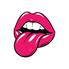 Obraz premium Vector illustration of red lips with lipstick, perfect for beauty, love, or fashion designs