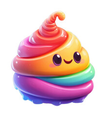 Colorful smiling swirl cartoon rainbow poop emoji with eyes