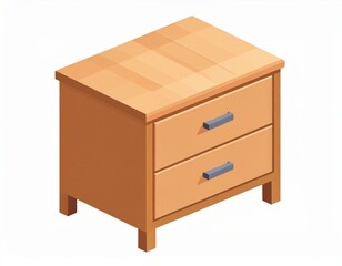 Light Brown Two Drawer Nightstand Illustration