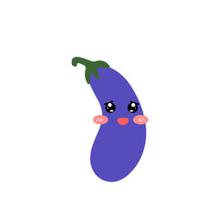 Happy eggplant emoticon cartoon design illustration. eggplant purple cartoon. expression face, emoticon