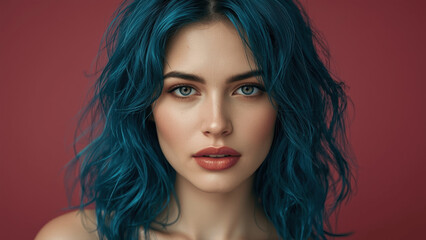 Fototapeta premium Young Woman with Blue Hair