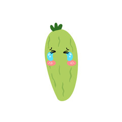Adorable cute cucumber emoticon element stock design. baby cucumber variant face expression 