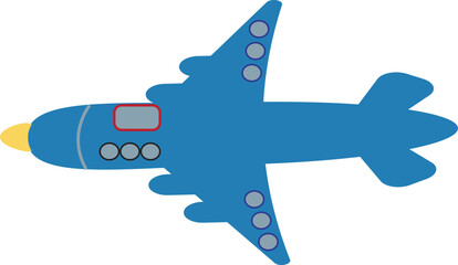 blue airplane top view design for kids and travel themes

