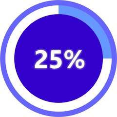 Progress Indicator 25% Complete Circular Percentage Chart Graphic Design Element