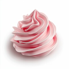 Pink whipped cream isolated on white background.