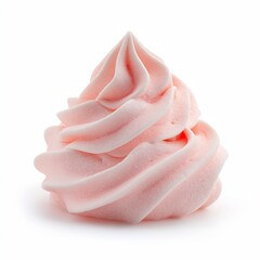 Pink whipped cream isolated on white background.