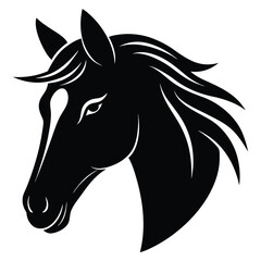 Elegant black and white horse head logo design perfect for equestrian and animal branding