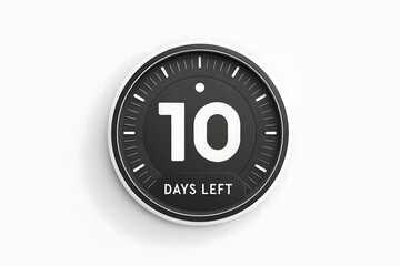 Clean and Modern Black and White ‘10 Days Left’ Icon – Minimal Countdown Timer Design