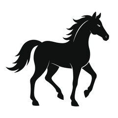 Obraz premium Elegant black horse silhouette depicting grace and power in vector format for design projects