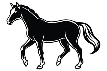 Obraz premium Elegant black horse silhouette illustration representing power grace and movement in vector format