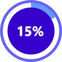 Progress Indicator 15% Complete Circle Graphic Design Element