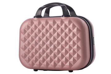 Modern Pink Travel Suitcase with Textured Design, isolated  on White Background