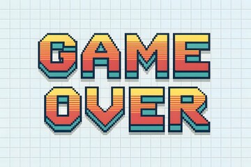 Game Over Pixelated Text Effect – Retro 8-Bit Style Pixel Art Typography