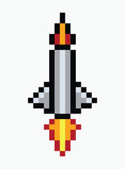 rocket pixel art icon vector illustration.