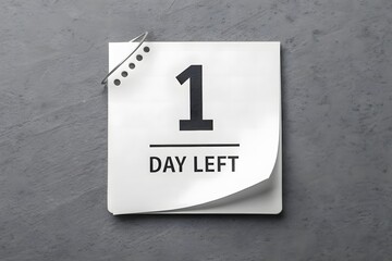 Minimalist '1 Day Left' Countdown on Black Background &ndash; Elegant and Modern Event Reminder Design
