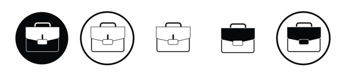 Briefcase icon set. vector icon set, illustrations in black fill and liner versions