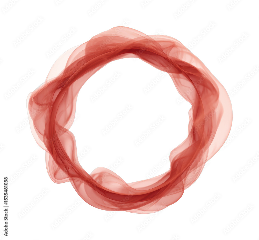 Poster abstract red circle of flowing fabric with transparent texture