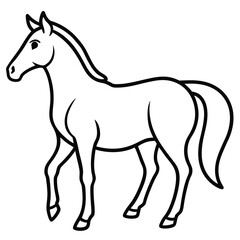 Fototapeta premium Elegant outline illustration of a graceful horse in standing pose isolated on white background