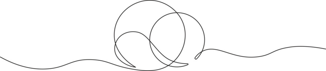 Round shape in continuous line art style in continuous line drawing style. Minimalist round shape sketch in black linear isolated on white background. Vector illustration