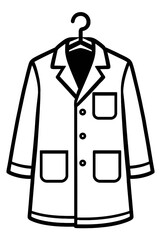 White Lab Coat on Hanger - Black and White Vector Icon for Science, Medical, and Research Uniforms