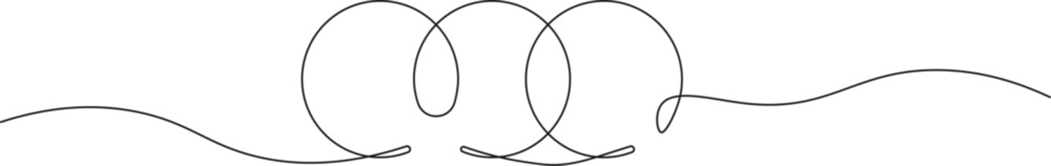 Round shape in continuous line art style in continuous line drawing style. Minimalist round shape sketch in black linear isolated on white background. Vector illustration