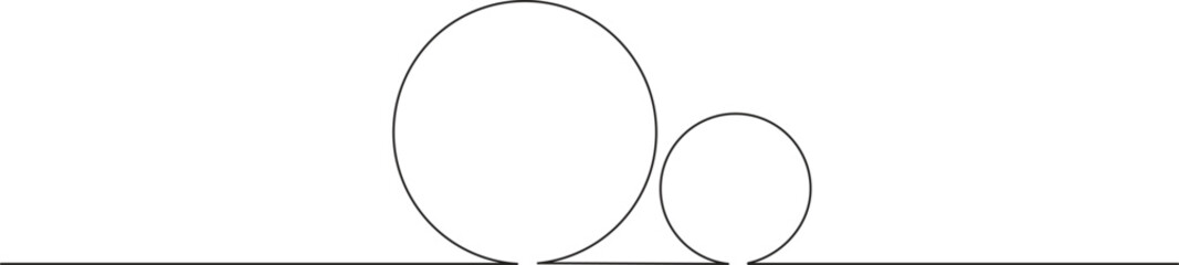 Round shape in continuous line art style in continuous line drawing style. Minimalist round shape sketch in black linear isolated on white background. Vector illustration