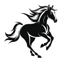 Obraz premium Graceful black horse running at full speed in a stylish and dynamic vector illustration