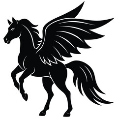Fototapeta premium Majestic silhouette illustration of a mythological winged pegasus horse standing proudly