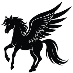 Fototapeta premium Majestic silhouette of a mythical pegasus with elegant wings and powerful stance