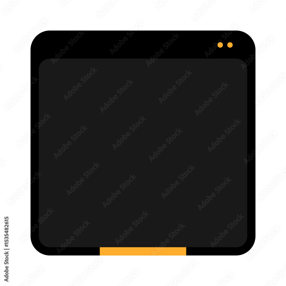 Poster futuristic black ui panel with orange highlights. minimal tech interface element in dark mode style.