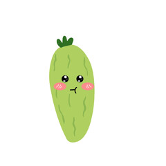 Adorable cute cucumber emoticon element stock design. baby cucumber variant face expression 