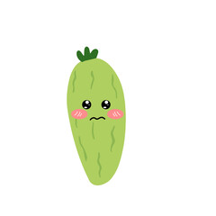 Adorable cute cucumber emoticon element stock design. baby cucumber variant face expression 