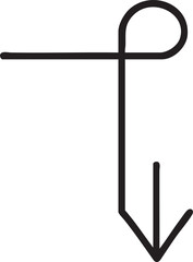 Minimalist Black Arrow Design with Loop Pointing Downward on a White Background Simple and Clean