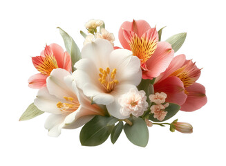 Fototapeta premium Elegant floral arrangement with lily, alstroemeria, and carnation blooms