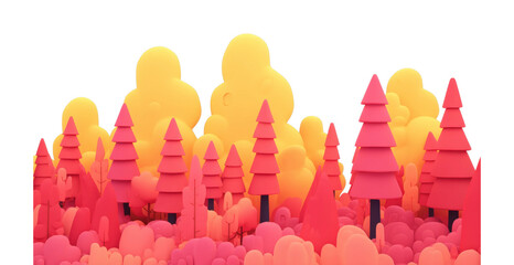Obraz premium Colorful stylized forest landscape with vibrant geometric trees