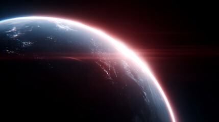 A breathtaking view of Earth from space. The blue planet is illuminated with a soft glow, showcasing its beauty. Perfect for science, technology, and exploration themes. AI