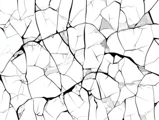 Obraz premium Cracked Glass Texture: Abstract Shattered Surface Background Design, White & Black Fractured Pattern, Digital Art Illustration.