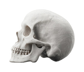 Obraz premium Detailed human skull side view with visible teeth and anatomical features