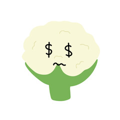 Popular kawaii cauliflower variant expression face cartoon design