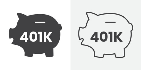 401k retirement savings icon Line graphics illustration