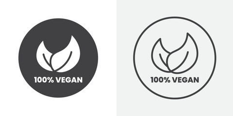 100 vegan icon Line graphics illustration