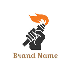 Hand holding fire vector logo design, a business concept illustration