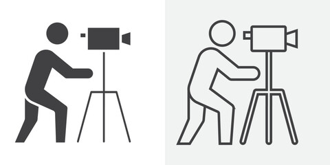 Cameraman icon Line graphics illustration