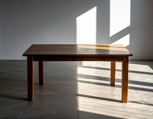 Simple Light Brown Wooden Dining Table In Room