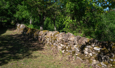 mur en pierre sèche, Les Pinsel, Source, 12, Aveyron, Parc naturel régional des Grands Causses, France