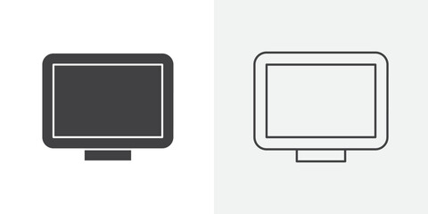 Computer monitor icon Line graphics illustration