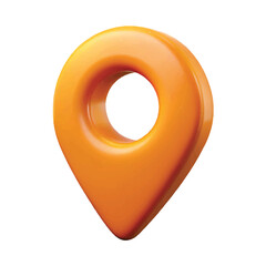 Modern orange pin marker graphic for digital navigation tools, travel interfaces, and geolocation services.